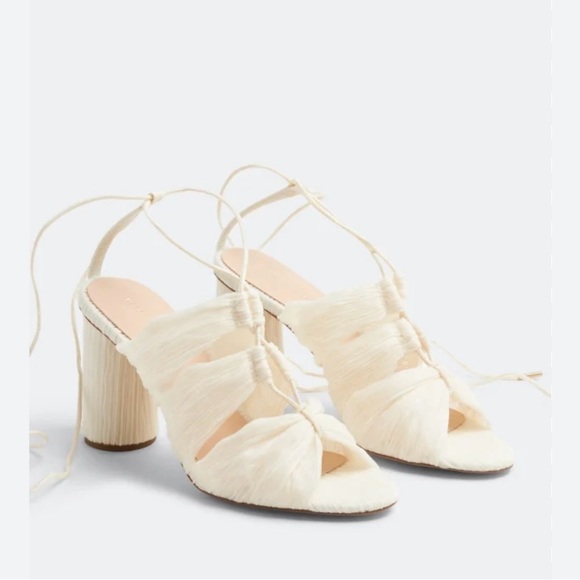 Loeffler Randall Dahlia Pleated Knot Mule with Ankle Strap High Heels - Picture 1 of 4